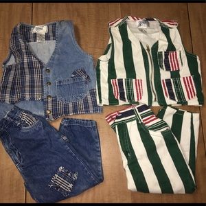 Bundle of two 2-piece pants/vest sets - size 3T/4T